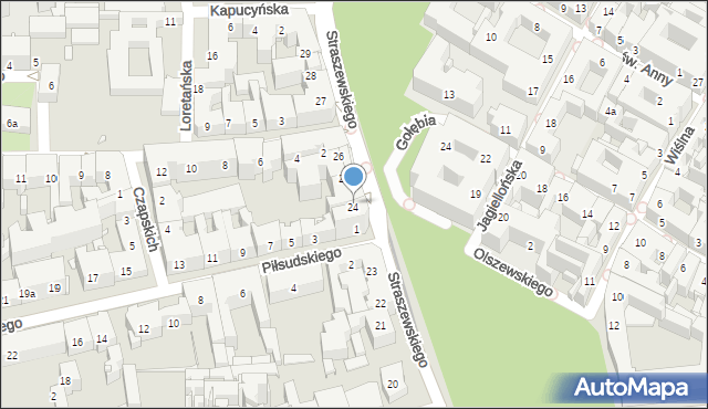 Kraków, Straszewskiego, 24, mapa Krakowa