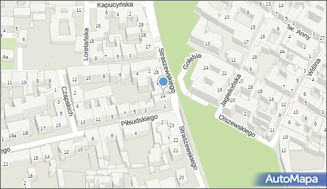 Kraków, Straszewskiego, 24, mapa Krakowa