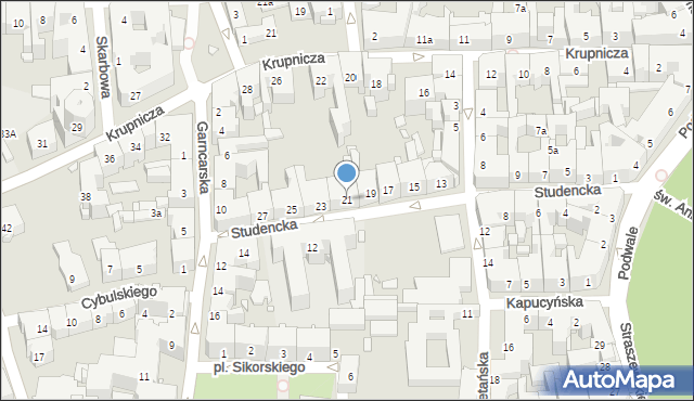 Kraków, Studencka, 21, mapa Krakowa