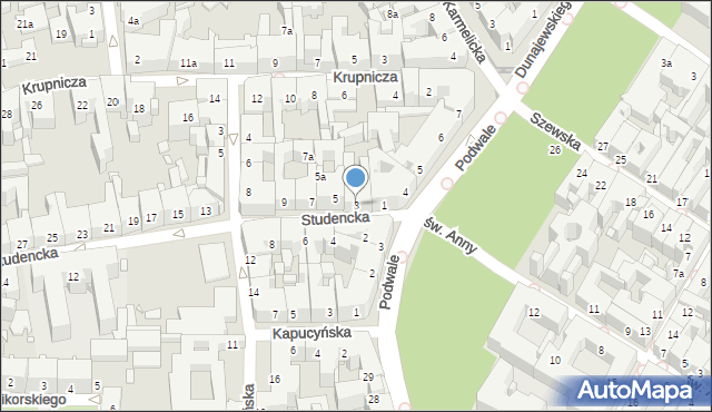 Kraków, Studencka, 3, mapa Krakowa