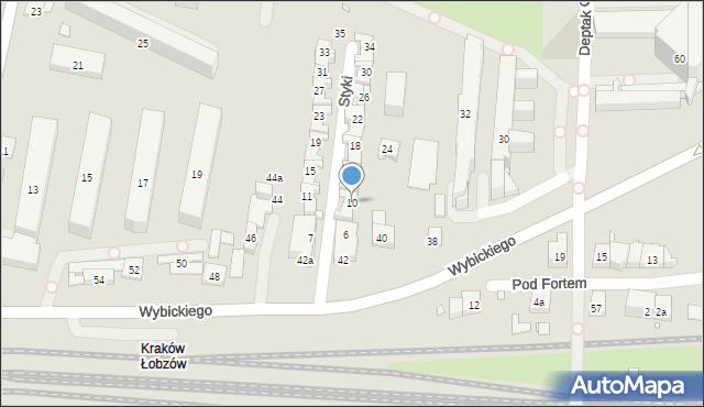 Kraków, Styki Jana, 10, mapa Krakowa