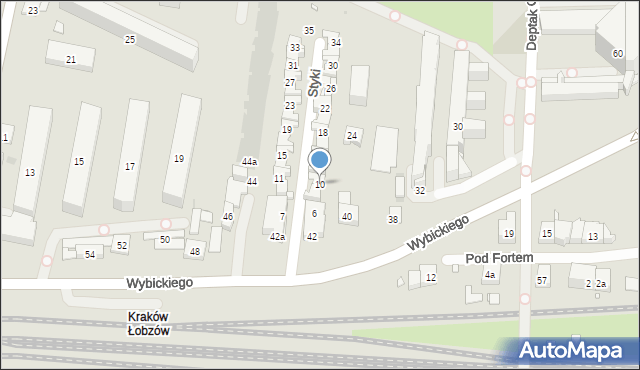 Kraków, Styki Jana, 10, mapa Krakowa