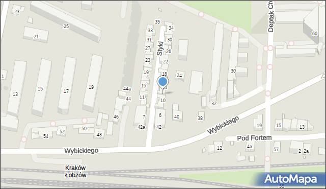 Kraków, Styki Jana, 12, mapa Krakowa