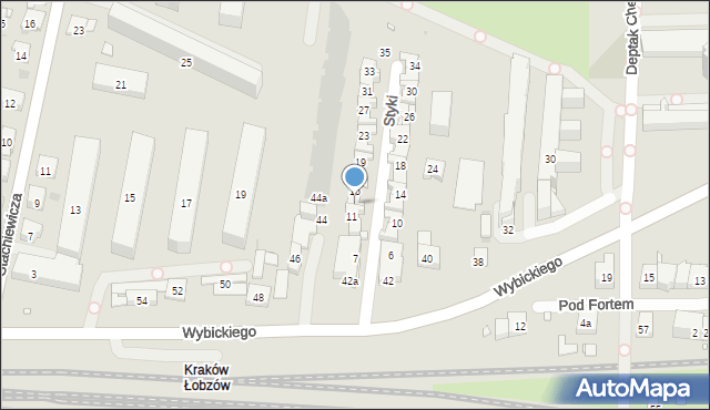 Kraków, Styki Jana, 13, mapa Krakowa