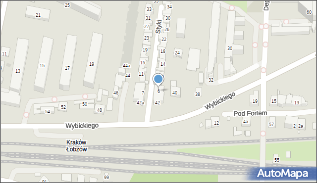 Kraków, Styki Jana, 6, mapa Krakowa