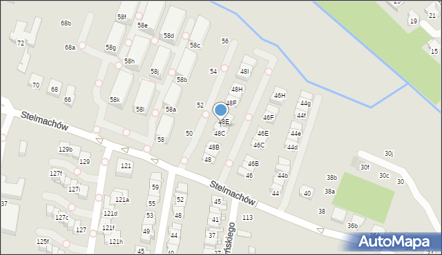 Kraków, Stelmachów, 48D, mapa Krakowa