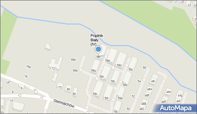 Kraków, Stelmachów, 58f, mapa Krakowa