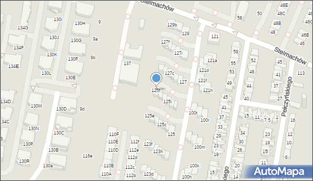 Kraków, Stelmachów, 125f, mapa Krakowa