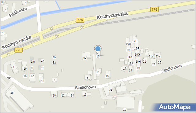 Kraków, Stadionowa, 13, mapa Krakowa