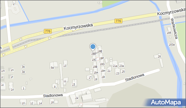 Kraków, Stadionowa, 19D, mapa Krakowa