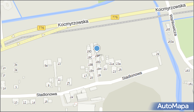 Kraków, Stadionowa, 19F, mapa Krakowa