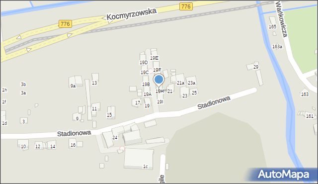 Kraków, Stadionowa, 19H, mapa Krakowa