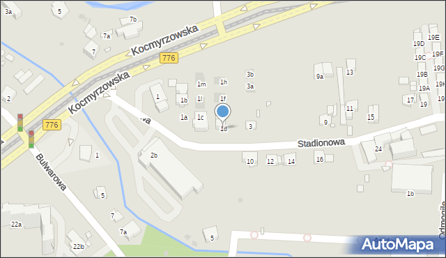 Kraków, Stadionowa, 1d, mapa Krakowa