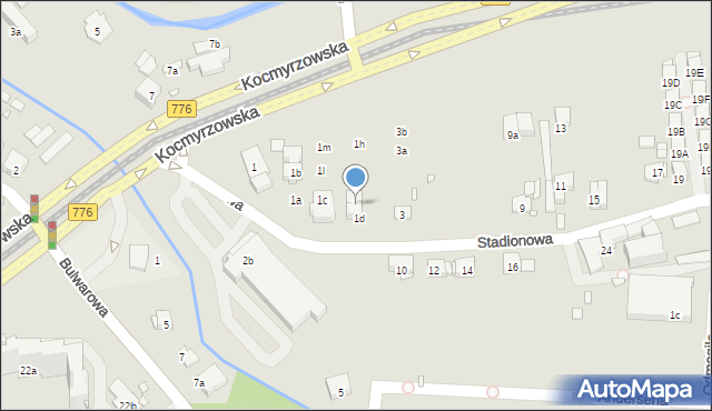 Kraków, Stadionowa, 1e, mapa Krakowa