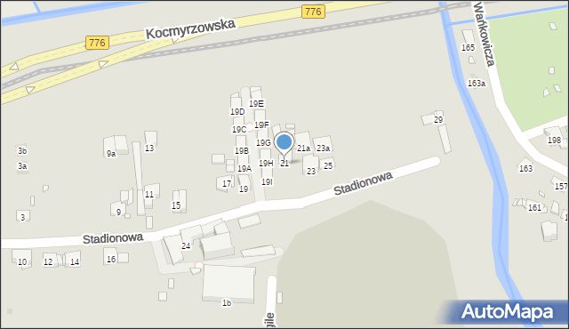 Kraków, Stadionowa, 21, mapa Krakowa