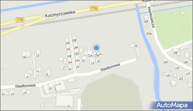 Kraków, Stadionowa, 23a, mapa Krakowa
