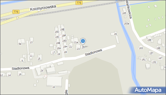 Kraków, Stadionowa, 25, mapa Krakowa