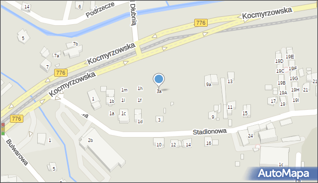 Kraków, Stadionowa, 3a, mapa Krakowa