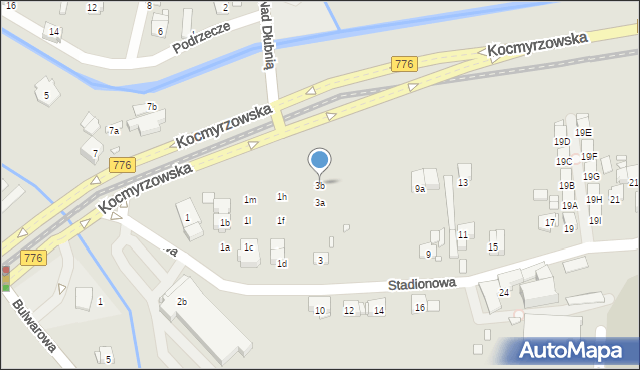 Kraków, Stadionowa, 3b, mapa Krakowa