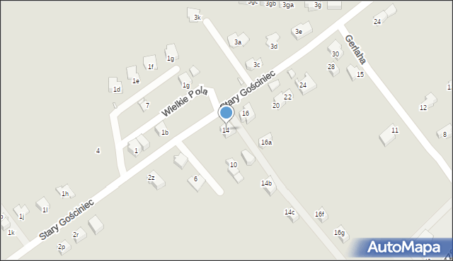 Kraków, Stary Gościniec, 14, mapa Krakowa