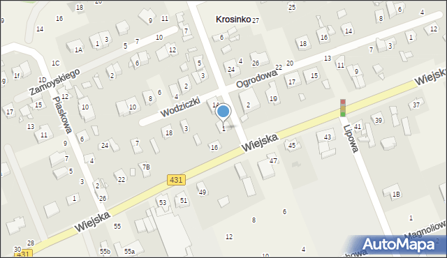 Krosinko, Stęszewska, 1, mapa Krosinko