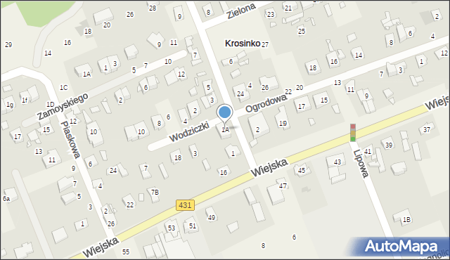 Krosinko, Stęszewska, 1A, mapa Krosinko