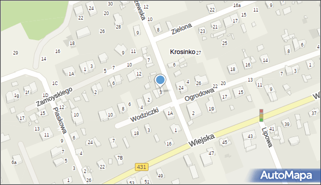 Krosinko, Stęszewska, 3, mapa Krosinko