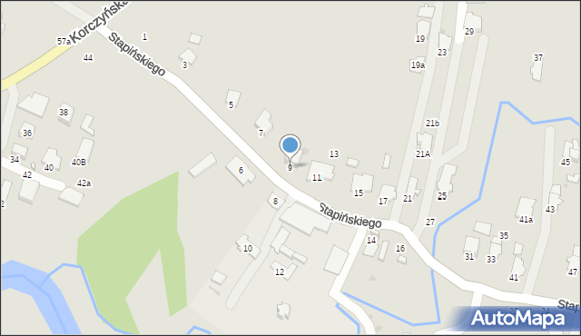 Krosno, Stapińskiego Jana, 9, mapa Krosna