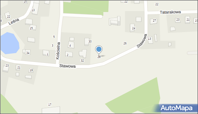 Kruszyn, Stawowa, 28, mapa Kruszyn