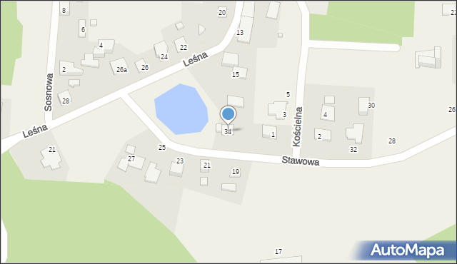 Kruszyn, Stawowa, 34, mapa Kruszyn