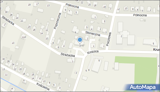 Kruszyna, Strażacka, 2, mapa Kruszyna