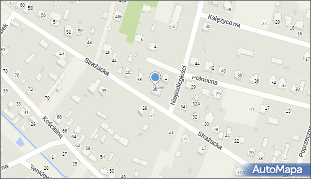 Kruszyna, Strażacka, 36, mapa Kruszyna