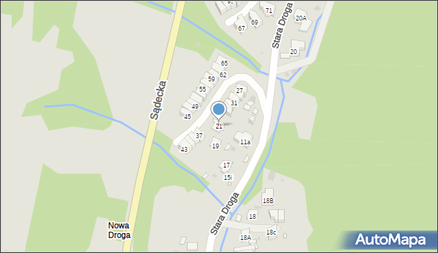 Krynica-Zdrój, Stara Droga, 21, mapa Krynica-Zdrój