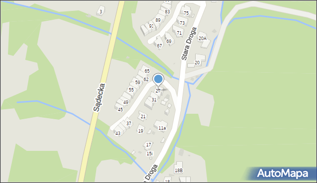 Krynica-Zdrój, Stara Droga, 27, mapa Krynica-Zdrój