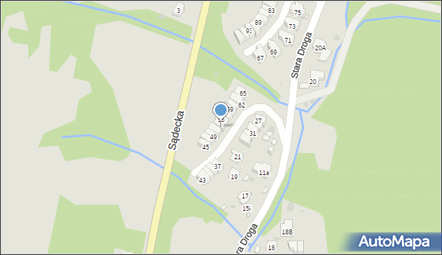 Krynica-Zdrój, Stara Droga, 53, mapa Krynica-Zdrój