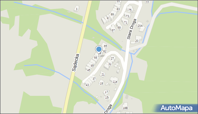 Krynica-Zdrój, Stara Droga, 57, mapa Krynica-Zdrój