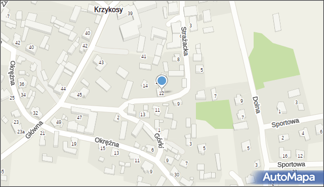 Krzykosy, Strażacka, 12, mapa Krzykosy