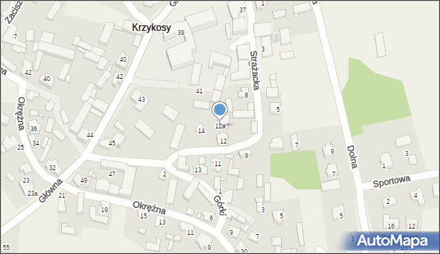 Krzykosy, Strażacka, 12a, mapa Krzykosy