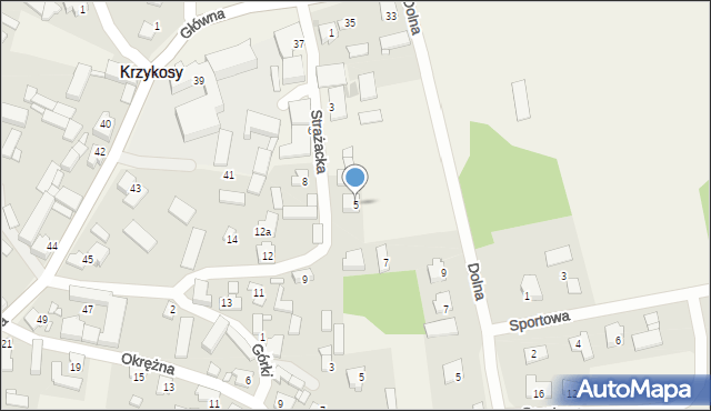 Krzykosy, Strażacka, 5, mapa Krzykosy