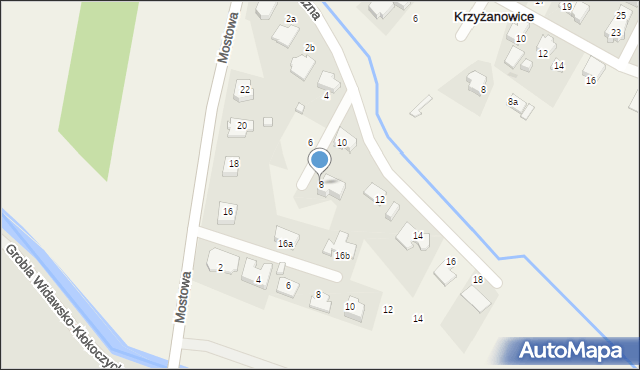 Krzyżanowice, Starorzeczna, 8, mapa Krzyżanowice