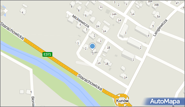 Kunów, Starachowicka, 1, mapa Kunów