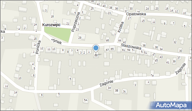 Kurozwęki, Staszowska, 69, mapa Kurozwęki