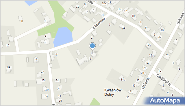 Kwaśniów Dolny, Stawowa, 3, mapa Kwaśniów Dolny