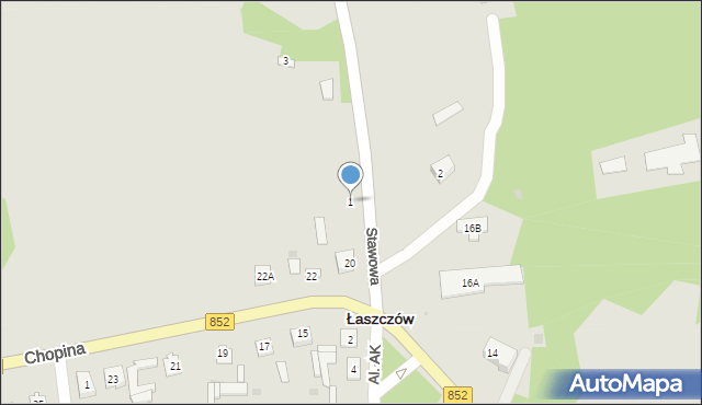 Łaszczów, Stawowa, 1, mapa Łaszczów