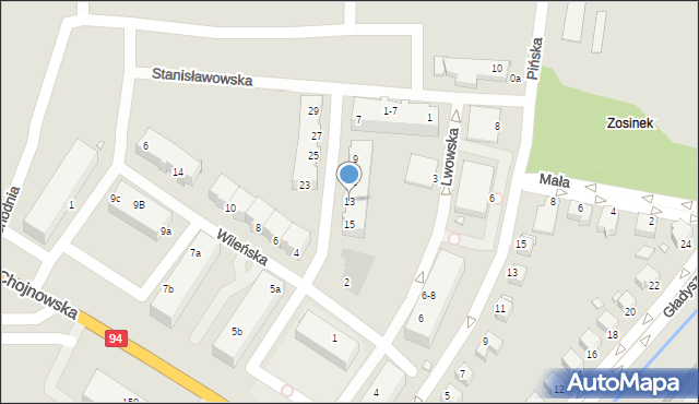 Legnica, Stanisławowska, 13, mapa Legnicy