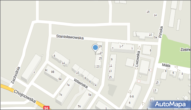 Legnica, Stanisławowska, 23-29, mapa Legnicy