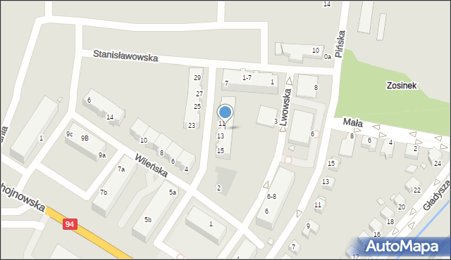 Legnica, Stanisławowska, 9-15, mapa Legnicy