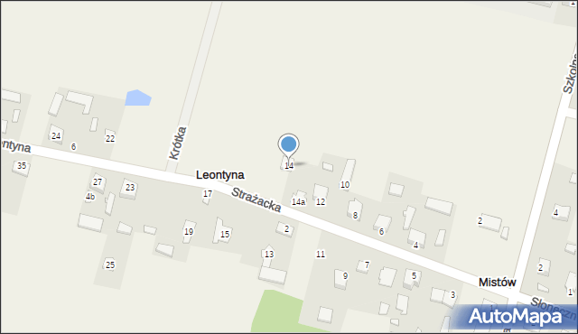 Leontyna, Strażacka, 14, mapa Leontyna