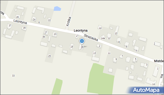 Leontyna, Strażacka, 15, mapa Leontyna