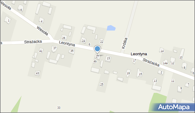 Leontyna, Strażacka, 27, mapa Leontyna